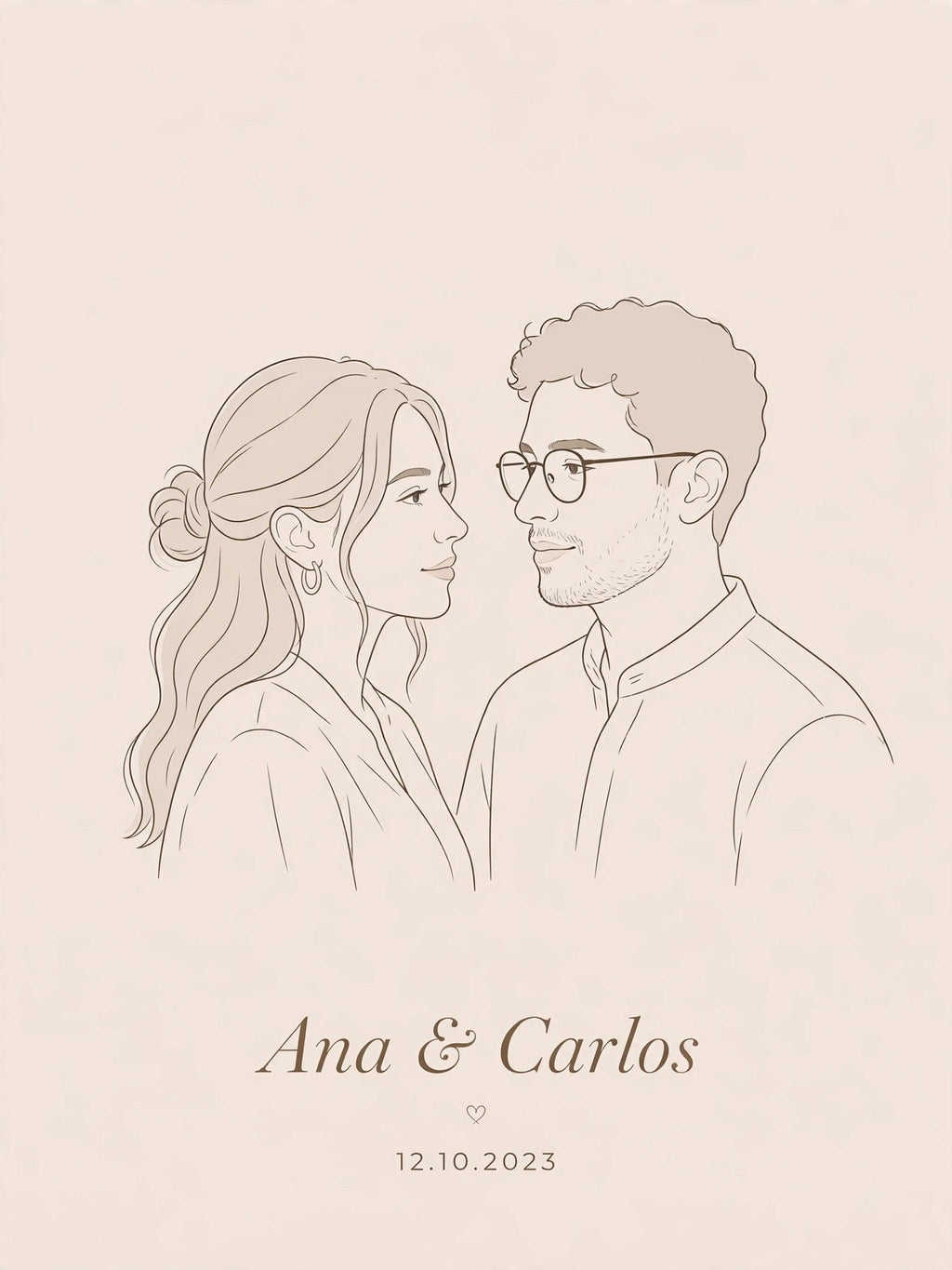 Arte imprimible personalizado de parejas | Regalo de aniversario