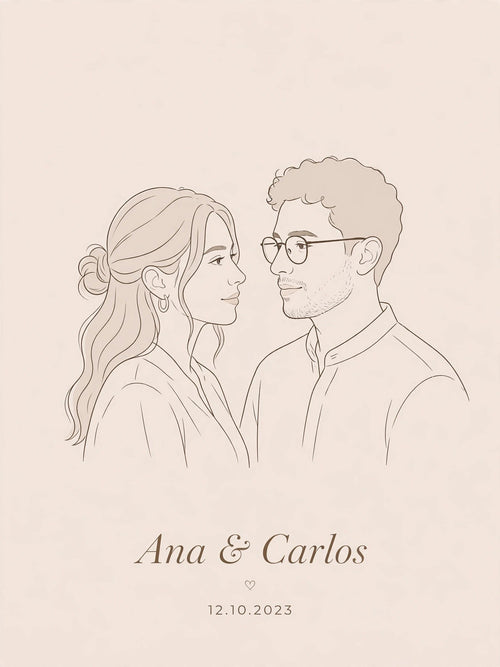 Arte imprimible personalizado de parejas | Regalo de aniversario